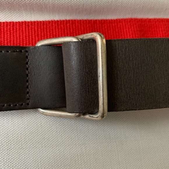 Brown Leather and Red Canvas Belt - Picture 5 of 5